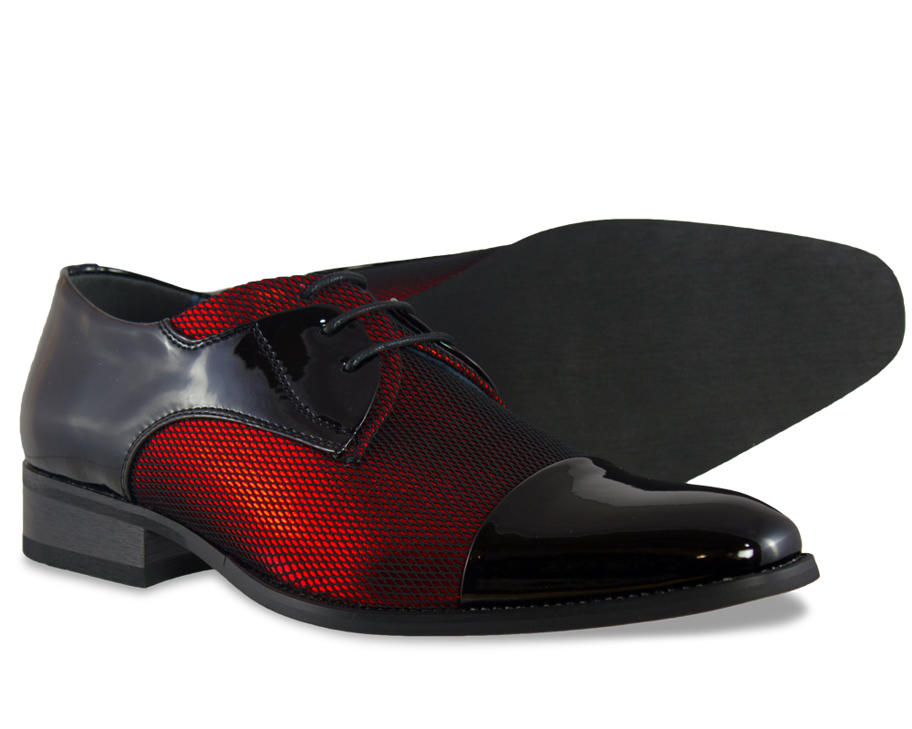 Portabella Red and Black Tuxedo Shoe Side and Bottom View