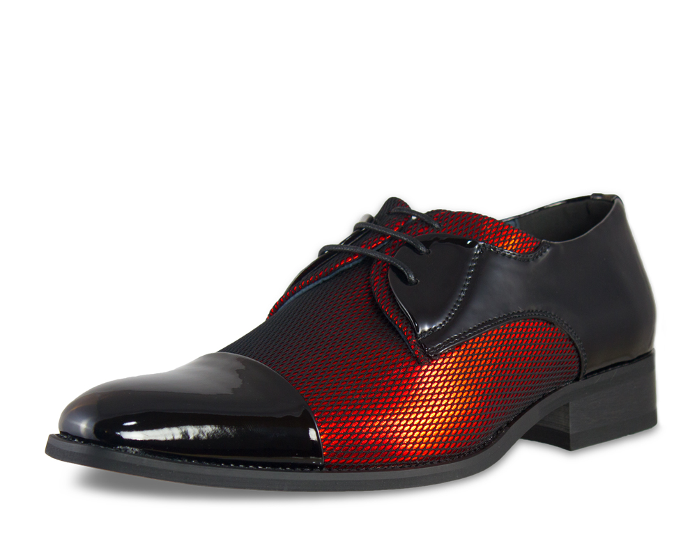 Portabella Red and Black Tuxedo Shoe Side View