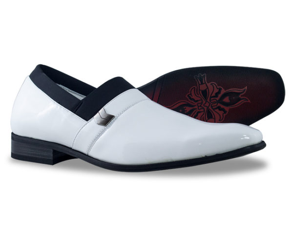 Delli Aldo White "Jeffrey" Tuxedo Shoe - Side and Sole View