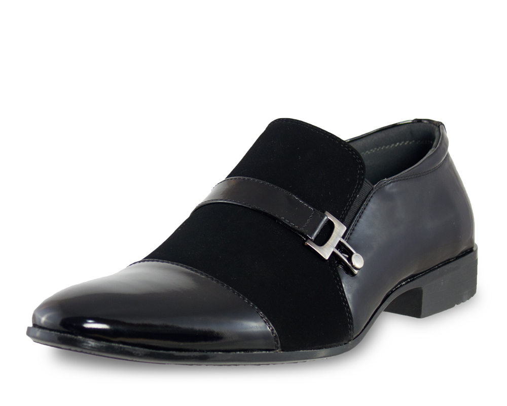 Portabella Black Tuxedo Shoe with Buckle Side View