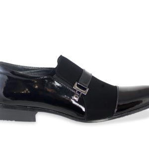 Portabella Black Tuxedo Shoe with Buckle Side View