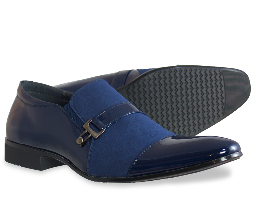 Portabella Tuxedo Navy Loafer Front View and Bottom View