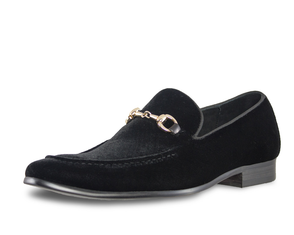 Moretti Black Loafers with Buckle Side View