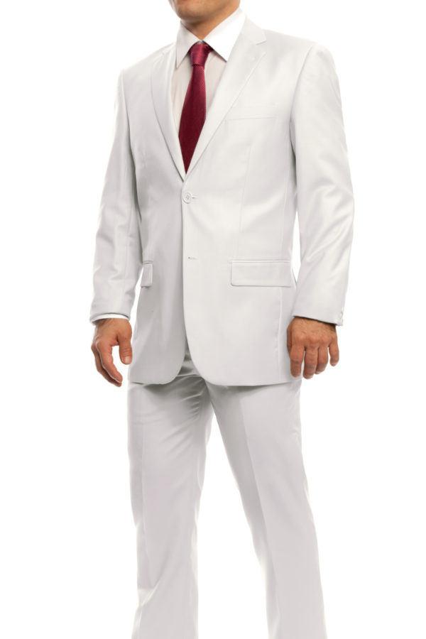 White Modern Fit Two Button Summer Suit-41647