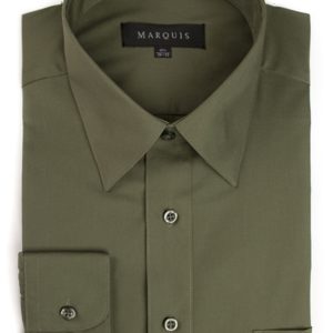 Dark Olive Regular Fit Dress Shirt-0
