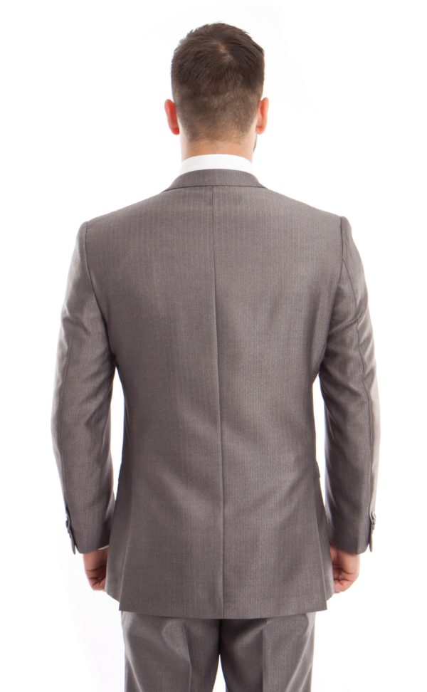 Light Gray Ultra Slim Fit Two Button Suit - Back View