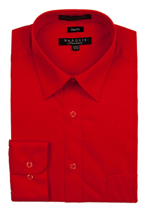 Red Slim Fit Dress Shirt-31992