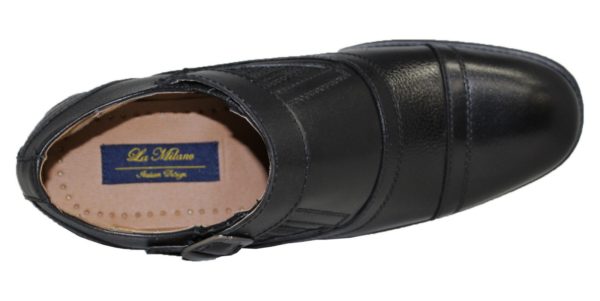 La Milano Men Grain Leather Slip On Wide Width Brown Dress Shoes-22759