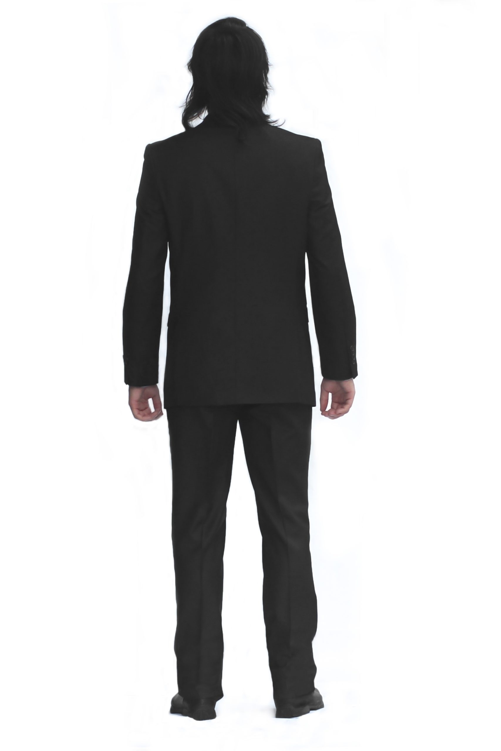 Black Ultra Slim Fit One Button Suit - Back View