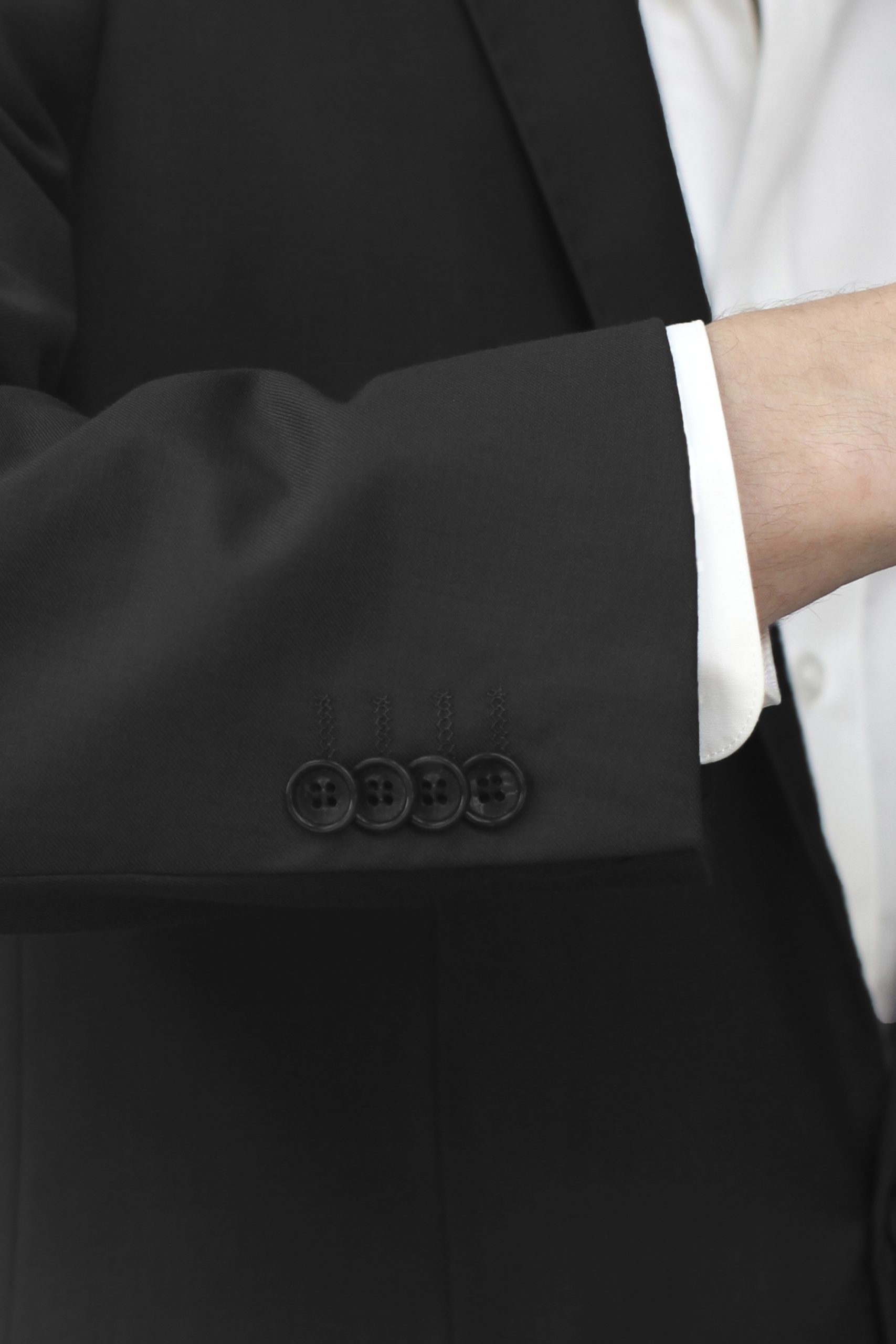 Black Ultra Slim Fit One Button Suit - Cuff