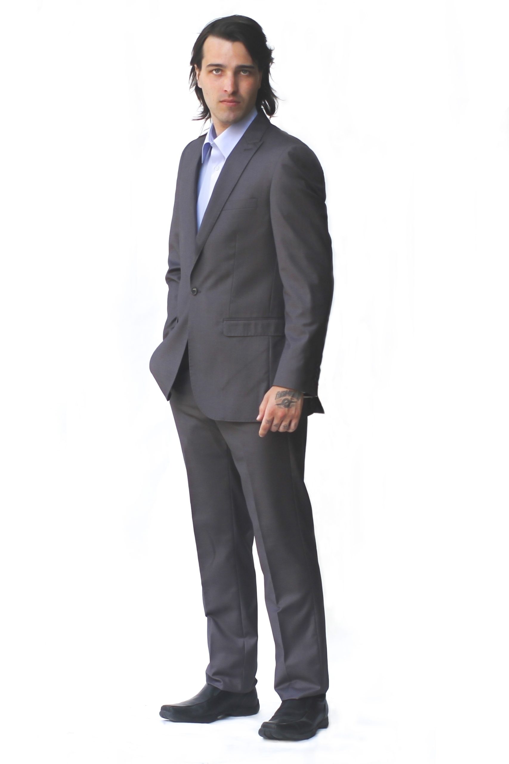 Gray Ultra Slim Fit One Button Suit - Front View