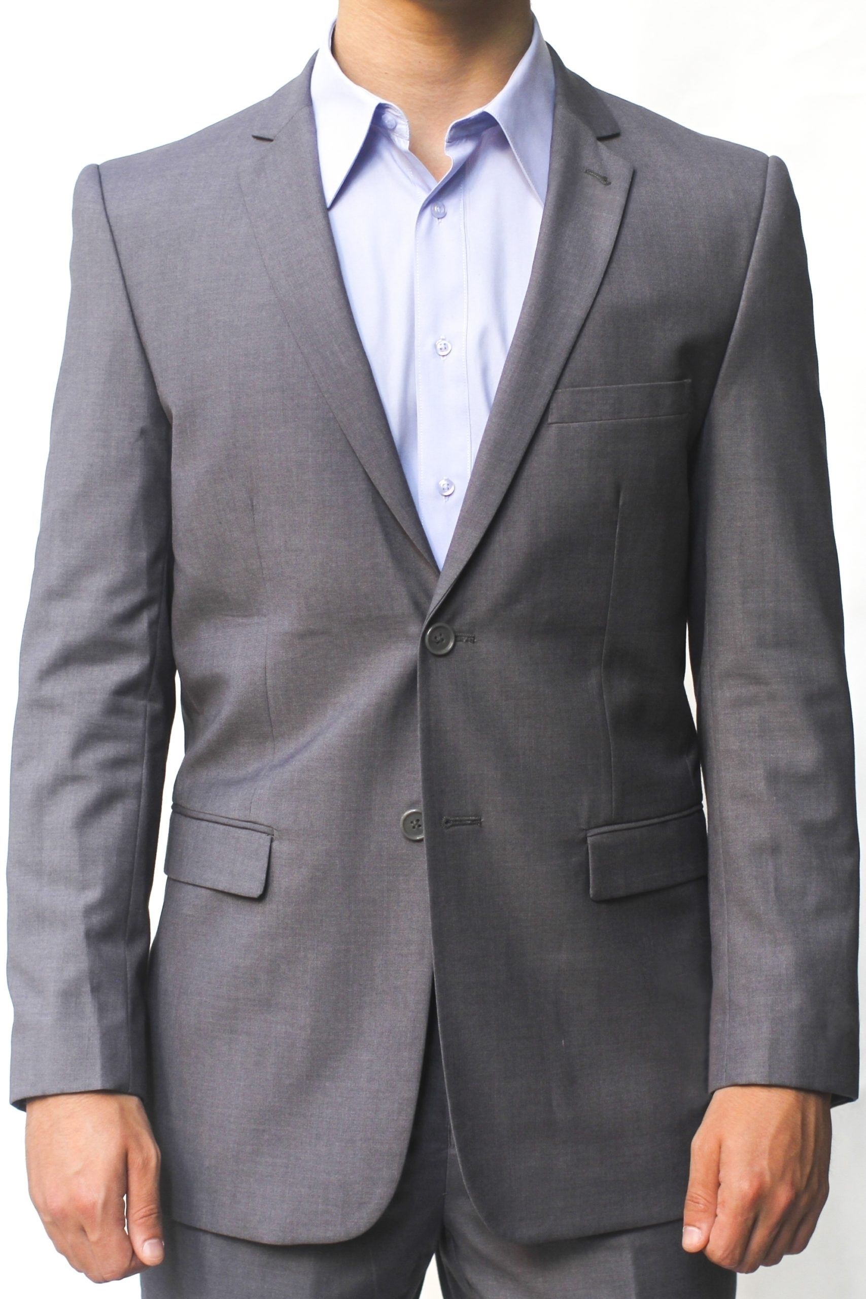 Gray Ultra Slim Fit Two Button Suit - Two Button