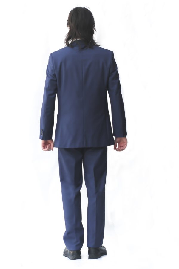 Blue Ultra Slim Fit One Button Suit - Back View