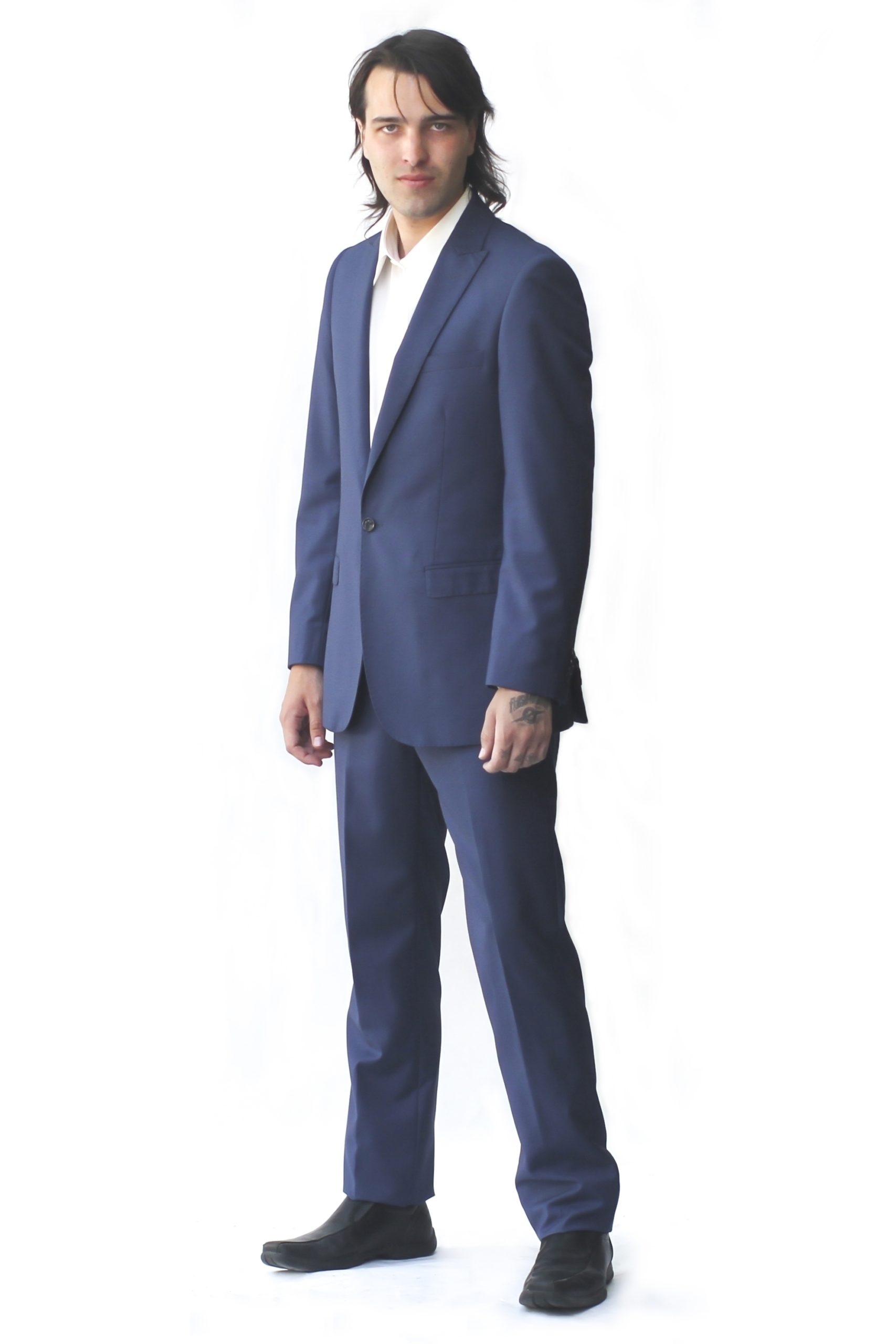 Blue Ultra Slim Fit One Button Suit - Front View Blue Ultra Slim Fit One Button Suit - Front View
