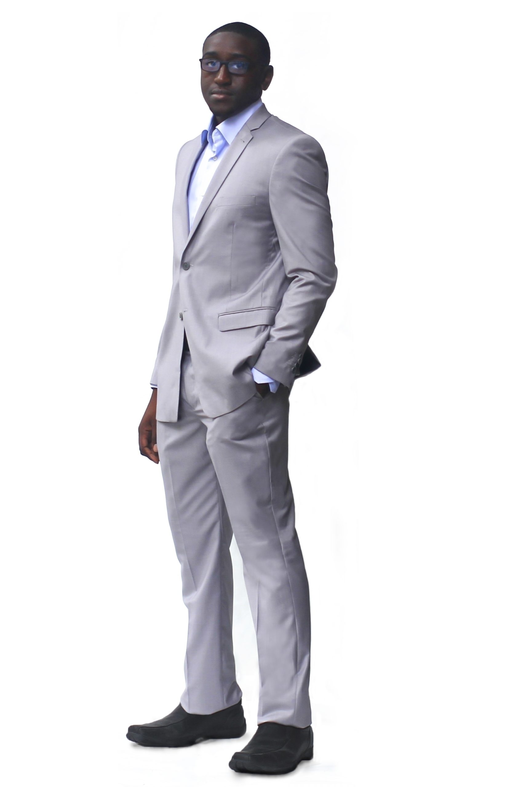 Light Gray Ultra Slim Fit Two Button Suit - Front View