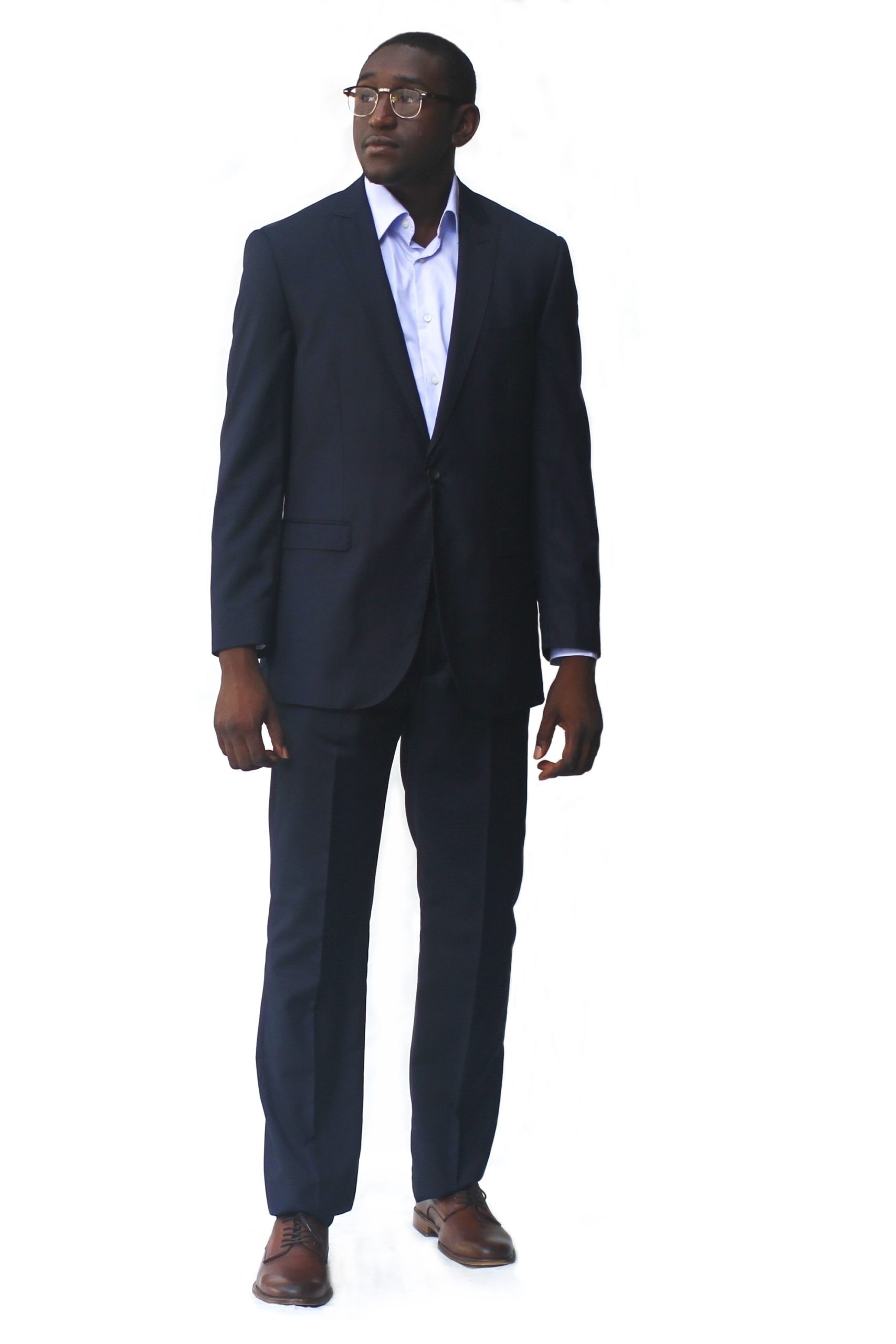 Navy Ultra Slim Fit One Button Suit - Front View Navy Ultra Slim Fit One Button Suit - Front View
