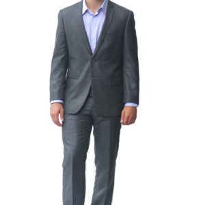 Dark Gray Shark Skin Slim Fit Two Button Suit - Front View