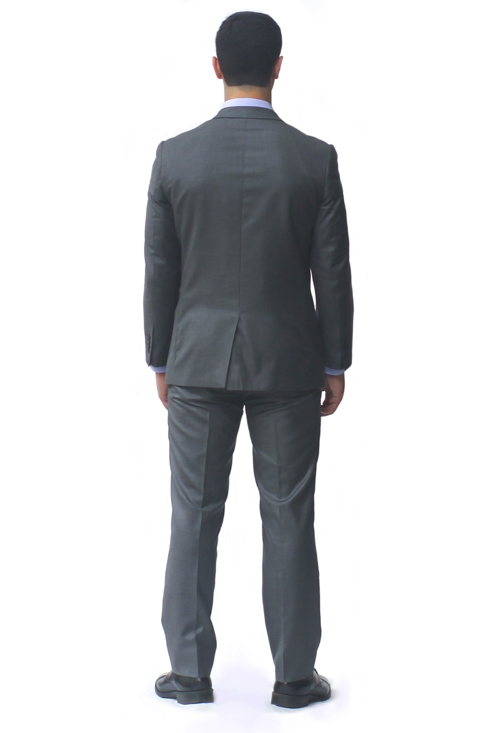 Dark Gray Shark Skin Slim Fit Two Button Suit - Back View Dark Gray Shark Skin Slim Fit Two Button Suit - Back View