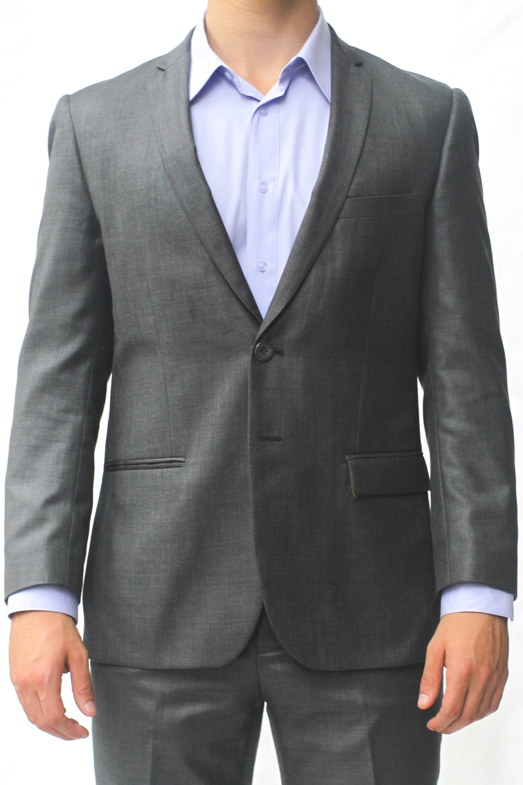 Dark Gray Shark Skin Slim Fit Two Button Suit - Two Button Dark Gray Shark Skin Slim Fit Two Button Suit - Two Button