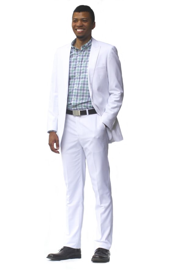 White Ultra Slim Fit One Button Suit - Front View