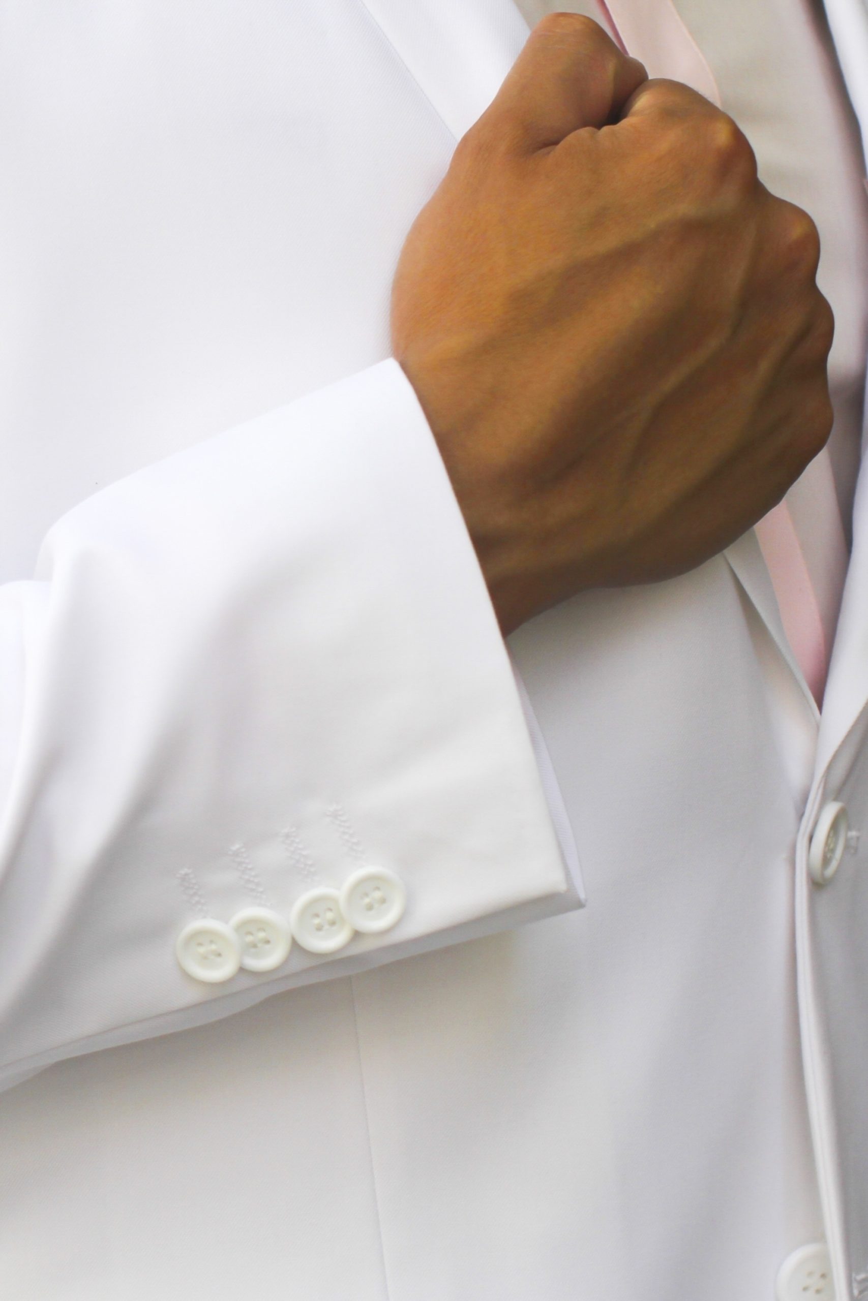 White Ultra Slim Fit Two Button Suit - Cuff