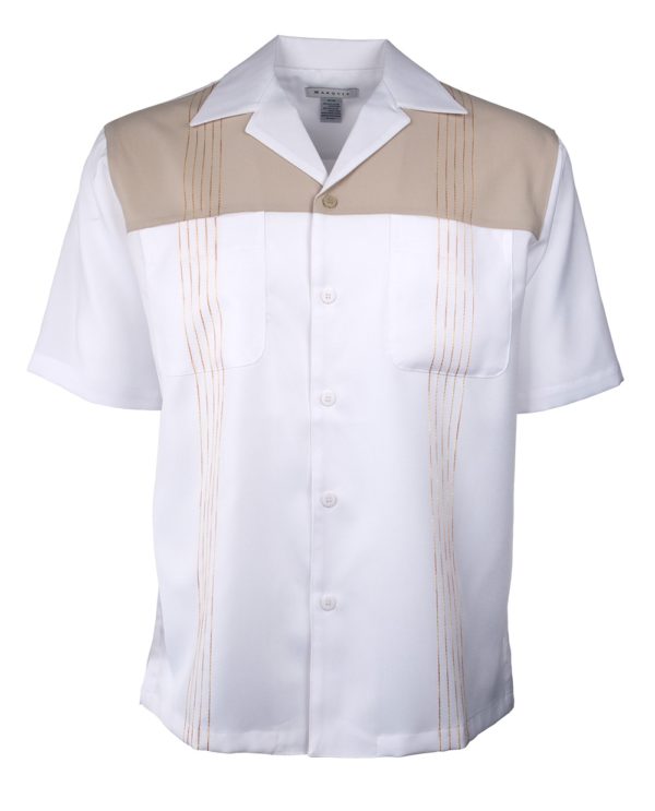 Marquis White Pajama Collar Short Sleeve Shirt-0