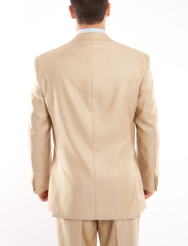 Light Beige Tailored Fit Two Button Suit with Vest Back View
