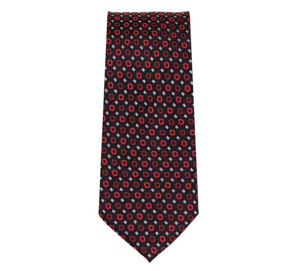 Marquis Slim Width Black Tie with Small Red Circles