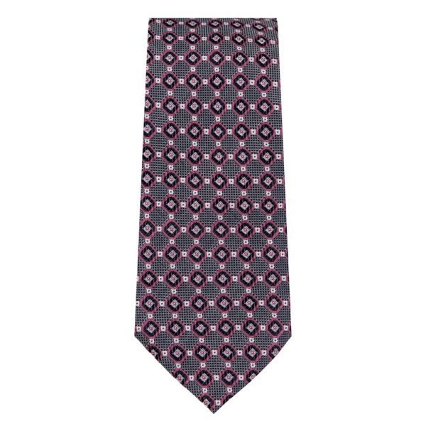 Marquis Slim Width Gray Tie with Wine Red Squares