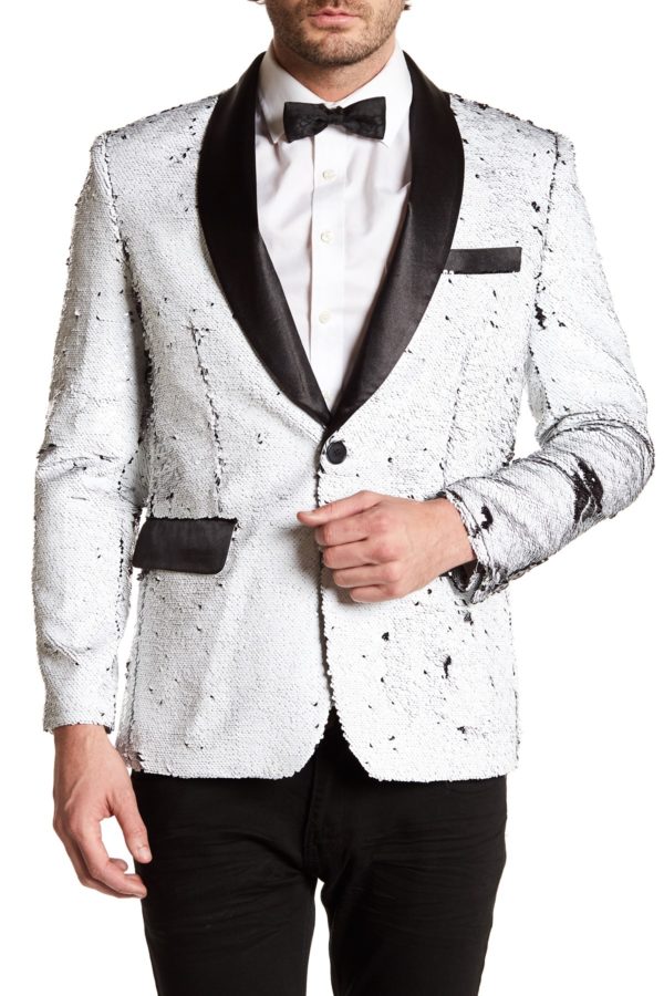 TR Premium White and Black Sequence Blazer-0