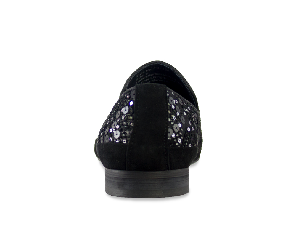 Moretti Black and Silver Sequin Loafers-14516