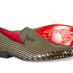 Moretti Black Label Gold Sequin Loafers-0