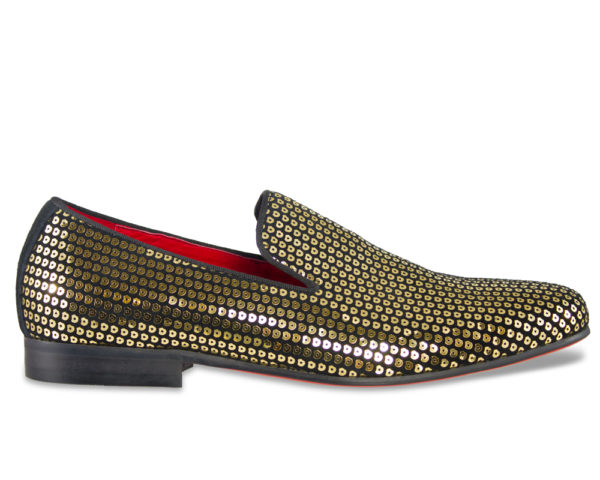 Moretti Black Label Gold Sequin Loafers
