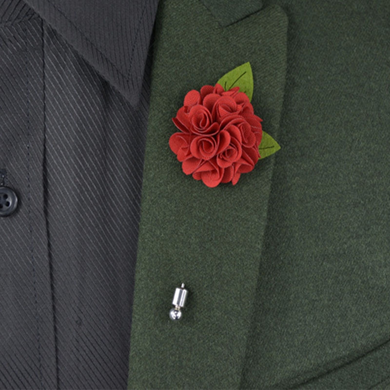 Red Rose with Leaf Lapel Pin in Lapel Red Rose with Leaf Lapel Pin in Lapel