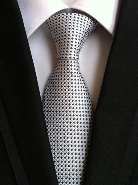 Gray Tiny Black and White Diamonds Tie
