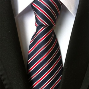 Red Blue and White Striped Tie