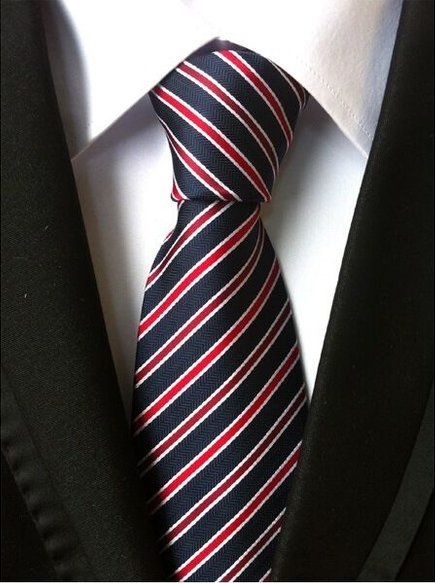 Red Blue and White Striped Tie